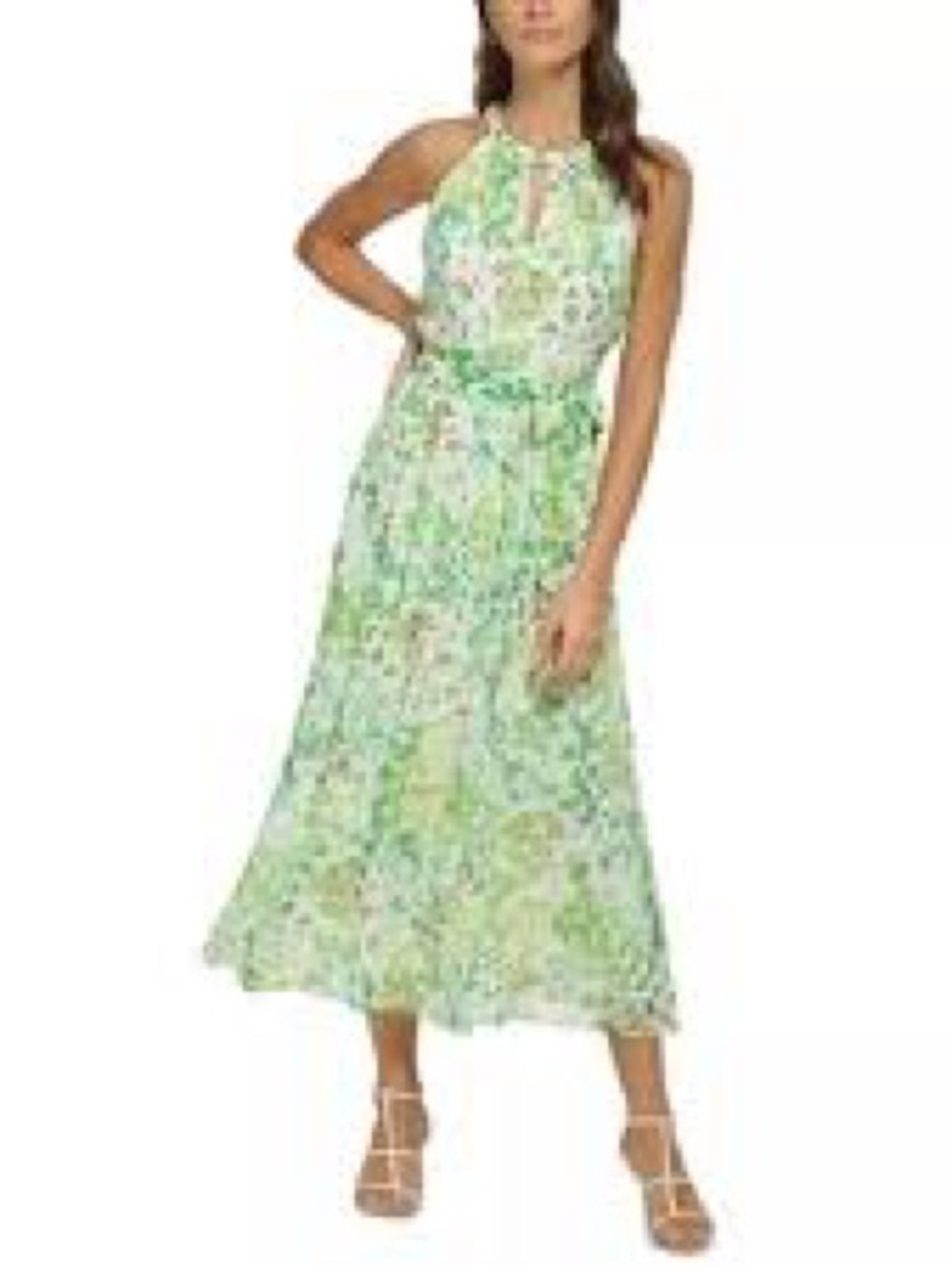 DKNY Green Floral Halter Midi Dress size 8
